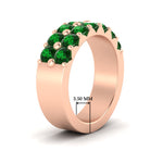 Load image into Gallery viewer, double-row-shared-prong-emerald-wedding-band-in-rose-gold-FD11382BGEMGRANGLE2-1.50CT-NL-RG-HW