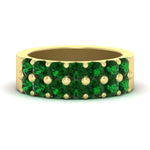 Load image into Gallery viewer, double-row-shared-prong-emerald-wedding-band-in-yellow-gold-FD11382BGEMGR-1.50CT-NL-YG