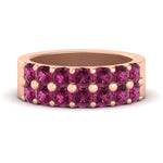 Load image into Gallery viewer, double-row-shared-prong-pink-sapphire-wedding-band-in-rose-gold-FD11382BGSADRPI-1.50CT-NL-RG