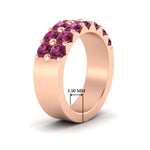 Load image into Gallery viewer, double-row-shared-prong-pink-sapphire-wedding-band-in-rose-gold-FD11382BGSADRPIANGLE2-1.50CT-NL-RG-HW