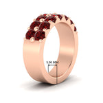 Load image into Gallery viewer, double-row-shared-prong-ruby-wedding-band-in-rose-gold-FD11382BGRUDRANGLE2-1.50CT-NL-RG-HW