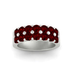 Load image into Gallery viewer, double-row-shared-prong-ruby-wedding-band-in-white-gold-FD11382BGRUDRANGLE5-1.50CT-NL-WG
