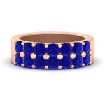 Load image into Gallery viewer, double-row-shared-prong-sapphire-wedding-band-in-rose-gold-FD11382BGSABL-1.50CT-NL-RG