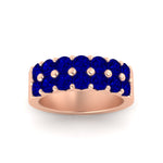 Load image into Gallery viewer, double-row-shared-prong-sapphire-wedding-band-in-rose-gold-FD11382BGSABLANGLE5-1.50CT-NL-RG