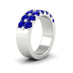 Load image into Gallery viewer, double-row-shared-prong-sapphire-wedding-band-in-white-gold-FD11382BGSABLANGLE2-1.50CT-NL-WG