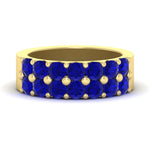 Load image into Gallery viewer, double-row-shared-prong-sapphire-wedding-band-in-yellow-gold-FD11382BGSABL-1.50CT-NL-YG