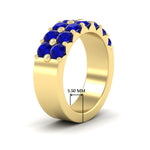 Load image into Gallery viewer, double-row-shared-prong-sapphire-wedding-band-in-yellow-gold-FD11382BGSABLANGLE2-1.50CT-NL-YG-HW
