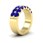Load image into Gallery viewer, double-row-shared-prong-sapphire-wedding-band-in-yellow-gold-FD11382BGSABLANGLE2-1.50CT-NL-YG