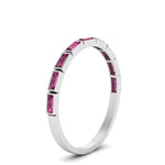 Load image into Gallery viewer, east-west-baguette-stack-pink-sapphire-wedding-band-in-white-gold-FD123020BGSADRPI-NL-WG.jpg