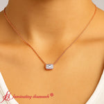 Load image into Gallery viewer, east-west-emerald-diamond-solitaire-pendant-in-rose-gold-fdpd10538em-1-00ct-model