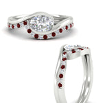 Load image into Gallery viewer, east-west-oval-ruby-wedding-band-ring-set-in-white-gold-fdens7806ovgrudrangle3-nl-wg.jpg?v=1759991829