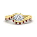 Load image into Gallery viewer, east-west-oval-ruby-wedding-band-ring-set-in-yellow-gold-fdens7806ovgrudr-nl-yg.jpg?v=1759991829