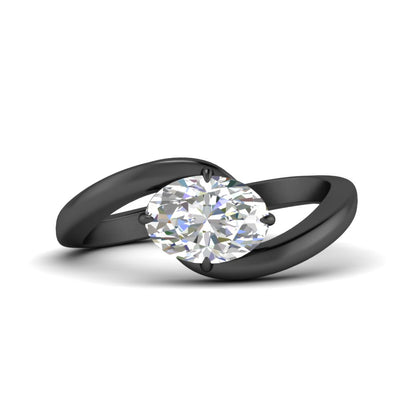 Oval Shape East West Engagement Ring
