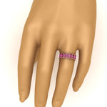 Load image into Gallery viewer, emerald-cut-3-carat-eternity-pink-sapphire-wedding-band-in-rose-gold-FD-10417EMBGSADRPIHAND-3.00CT-NL-RG