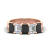Load image into Gallery viewer, emerald-cut-5-stone-wedding-band-black-diamond-4-carat-in-rose-gold-fdwb8008emblacksleep-4.00ct-nl-rg