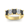 Load image into Gallery viewer, emerald-cut-5-stone-wedding-band-black-diamond-4-carat-in-yellow-gold-fdwb8008emblackangle5-4.00ct-nl-yg