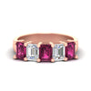 Load image into Gallery viewer, emerald-cut-5-stone-wedding-band-pink-sapphire-4-carat-in-rose-gold-fdwb8008emgsadrpisleep-4.00ct-nl-rg