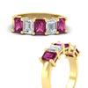 Load image into Gallery viewer, emerald-cut-5-stone-wedding-band-pink-sapphire-4-carat-in-yellow-gold-fdwb8008emgsadrpiangle3-4.00ct-nl-yg