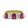 Load image into Gallery viewer, emerald-cut-5-stone-wedding-band-pink-sapphire-4-carat-in-yellow-gold-fdwb8008emgsadrpisleep-4.00ct-nl-yg