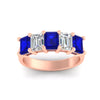 Load image into Gallery viewer, emerald-cut-5-stone-wedding-band-sapphire-4-carat-in-rose-gold-fdwb8008emgsablangle5-4.00ct-nl-rg