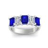Load image into Gallery viewer, emerald-cut-5-stone-wedding-band-sapphire-4-carat-in-white-gold-fdwb8008emgsablangle5-4.00ct-nl-wg
