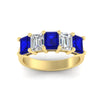 Load image into Gallery viewer, emerald-cut-5-stone-wedding-band-sapphire-4-carat-in-yellow-gold-fdwb8008emgsablangle5-4.00ct-nl-yg