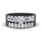 Load image into Gallery viewer, emerald-cut-accent-heart-diamond-wedding-set-in-black-gold-FD9591HTANGLE3-NL-BG
