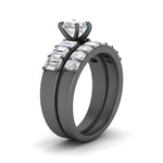 Load image into Gallery viewer, emerald-cut-accent-heart-diamond-wedding-set-in-black-gold-FD9591HTANGLE3-NL-BG
