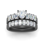 Load image into Gallery viewer, emerald-cut-accent-heart-diamond-wedding-set-in-black-gold-FD9591HTANGLE3-NL-BG