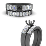 Load image into Gallery viewer, emerald-cut-accent-semi-mount-diamond-wedding-set-in-black-gold-FD9591SMANGLE3-NL-BG