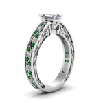 Load image into Gallery viewer, emerald-cut-antique-filigree-diamond-ring-with-emerald-in-950-platinum-FDENS3543EMRGEMGRANGLE2-NL-WG