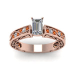 Load image into Gallery viewer, emerald-cut-antique-filigree-diamond-ring-with-orange-sapphire-in-14K-rose-gold-FDENS3543EMRGSAORANGLE5-NL-RG