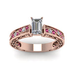 Load image into Gallery viewer, emerald-cut-antique-filigree-diamond-ring-with-pink-sapphire-in-14K-rose-gold-FDENS3543EMRGSADRPIANGLE5-NL-RG