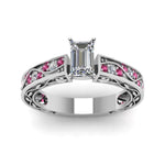 Load image into Gallery viewer, emerald-cut-antique-filigree-diamond-ring-with-pink-sapphire-in-14K-white-gold-FDENS3543EMRGSADRPIANGLE5-NL-WG