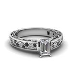 Load image into Gallery viewer, emerald-cut-antique-filigree-ring-with-black-diamond-in-950-platinum-FDENS3543EMRGBLACK-NL-WG