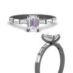 Load image into Gallery viewer, Emerald Cut Baguette Thin Band Engagement Ring