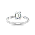 Load image into Gallery viewer, Emerald Cut Baguette Thin Band Engagement Ring