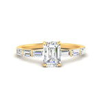 Load image into Gallery viewer, Emerald Cut Baguette Thin Band Engagement Ring