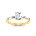 Load image into Gallery viewer, Emerald Cut Baguette Thin Band Engagement Ring