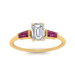 Load image into Gallery viewer, emerald-cut-bar-baguette-3-stone-pink-sapphire-engagement-ring-in-FDENS100EMRGSADRPI-NL-YG