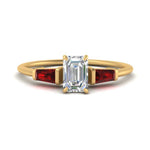 Load image into Gallery viewer, emerald-cut-bar-baguette-3-stone-ruby-engagement-ring-in-FDENS100EMRGRUDR-NL-YG
