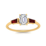 Load image into Gallery viewer, emerald-cut-bar-baguette-3-stone-ruby-engagement-ring-in-FDENS100EMRGRUDR-NL-YG
