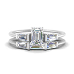 Load image into Gallery viewer, emerald-cut-bar-set-diamond-ring-with-matching-3-baguette-wedding-band-in-white-gold-FDENS100EM-NL-WG