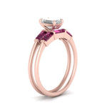 Load image into Gallery viewer, emerald-cut-bar-set-pink-sapphire-ring-with-matching-3-baguette-wedding-band-in-rose-gold-FDENS100EMGSADRPIANGLE2-NL-RG
