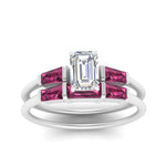 Load image into Gallery viewer, emerald-cut-bar-set-pink-sapphire-ring-with-matching-3-baguette-wedding-band-in-white-gold-FDENS100EMGSADRPIANGLE5-NL-WG