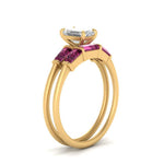 Load image into Gallery viewer, emerald-cut-bar-set-pink-sapphire-ring-with-matching-3-baguette-wedding-band-in-yellow-gold-FDENS100EMGSADRPIANGLE2-NL-YG