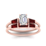 Load image into Gallery viewer, emerald-cut-bar-set-ruby-ring-with-matching-3-baguette-wedding-band-in-rose-gold-FDENS100EMGRUDRANGLE5-NL-RG