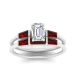 Load image into Gallery viewer, emerald-cut-bar-set-ruby-ring-with-matching-3-baguette-wedding-band-in-FDENS100EMGRUDR-NL-WG