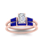 Load image into Gallery viewer, emerald-cut-bar-set-sapphire-ring-with-matching-3-baguette-wedding-band-in-FDENS100EMGSABL-NL-RG