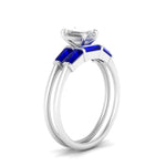 Load image into Gallery viewer, emerald-cut-bar-set-sapphire-ring-with-matching-3-baguette-wedding-band-in-FDENS100EMGSABL-NL-WG